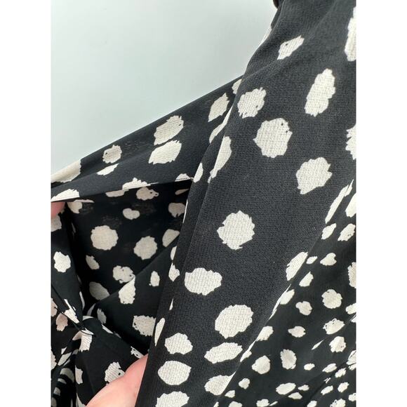 Umgee Black Cream Polka Dot High waisted Pants Size L Wide Leg NWT Teacher - Picture 7 of 10